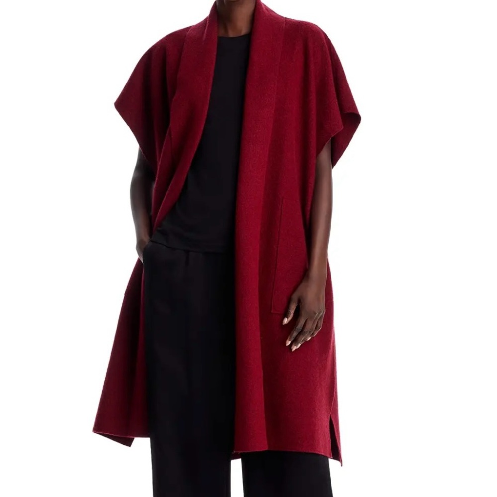 NWT Eileen Fisher Oversized Wool Poncho Red Cedar Size XXS